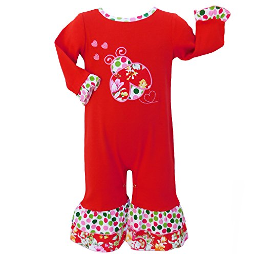 AnnLoren Baby Girls' Boutique Winter Holiday Romper Red Ladybug Jumpsuit Boutique Toddler Clothing sz 18-24 mo