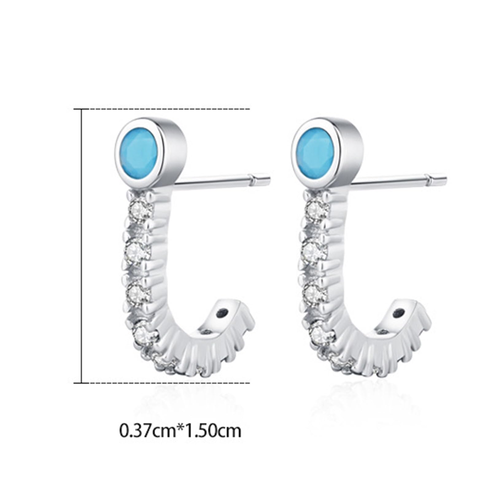 Ohrstecker Ohrringe Weißgold 750 585 375 Echtgold Damen, Ohrringe Damen J Förmig Halbkreis mit Türkis und Moissanite Ohrstecker Echtschmuck für Hochzeit Braut, Weissgold