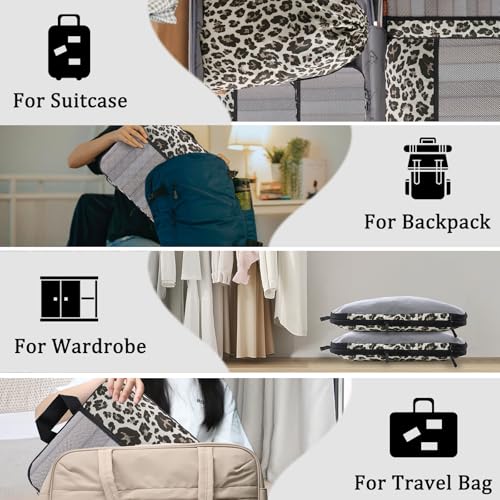U+U 6 Set Compression Packing Cubes, Travel Organizers (Leopard) - image 8