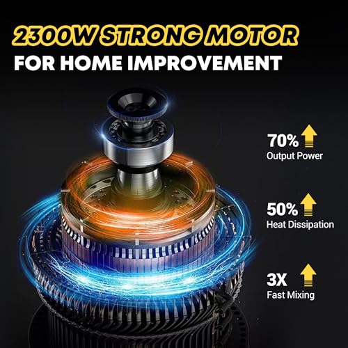 SILVEL Cement Mixer, 2300W Handheld Electric Concrete Mixer, Portable Mortar Mixer with 6 Adjustable Speed, 110V Mud Mixer for Mixing Mud, Cement, Mortar, Paint, Fodder