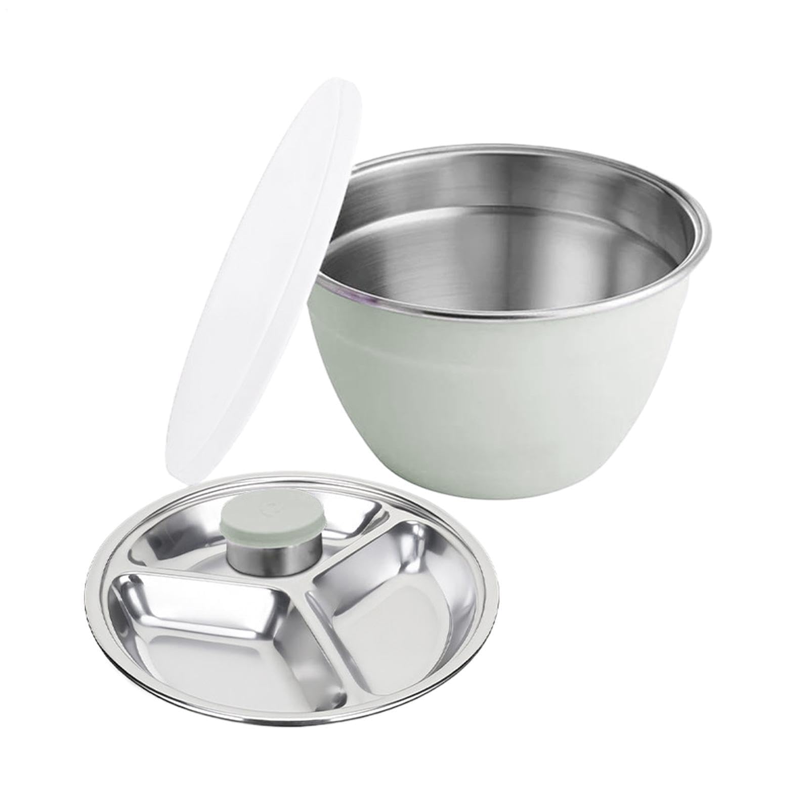 Salatschüssel-Set, Edelstahl-Rührschüssel mit Deckel und abnehmbarem Tablett, für Zuhause, Küche, Esszimmer, Mahlzeitvorbereitung, Picknicks im Freien, Partys, inklusive Kanister