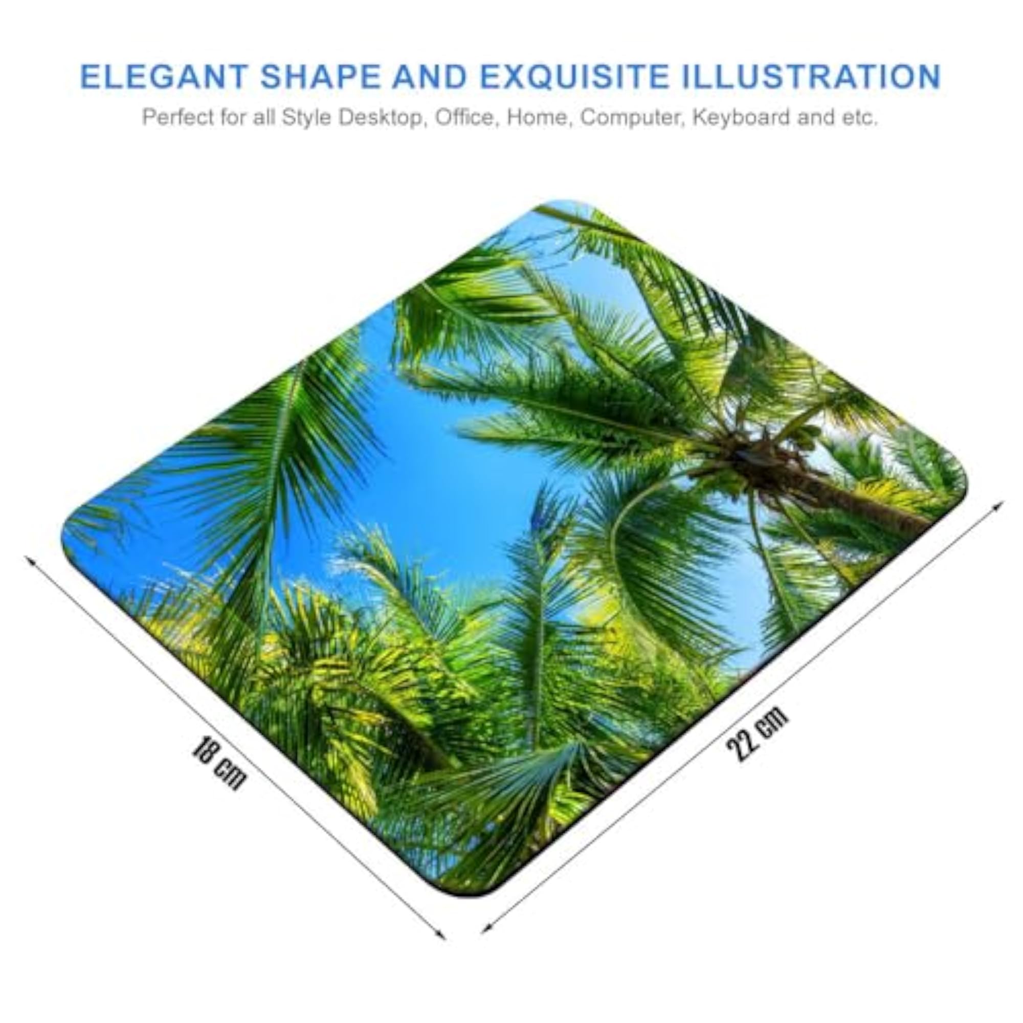 Coconut Palm Trees Mouse Pad with Anti-Slip Base for Laptop & Gaming