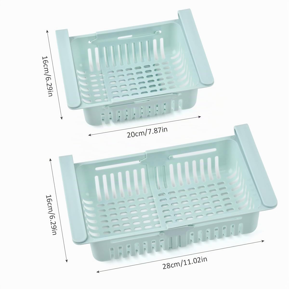BUYGOO Cassetti Frigo per Frigoriferi 4PZ Contenitori Frigorifero Salvaspazio Set Organizer Estensibile per Frigorifero Ripiano Regolabile Cassetto Frigorifero Estraibile Cestini per Frigorifero