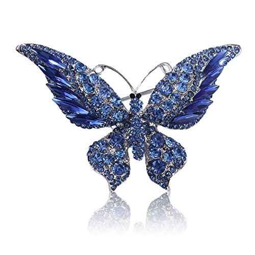 Broche Papillon, Grande Animal Brooch en Cristal Broche Élégante Vintage Corsages Bijoux Accessoires Vestimentaires pour Femmes (Bleu) Cover