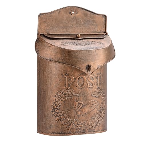 Phaxth Metal Vintage Mailbox Wall Mount for Front Porch Decorative Mailboxes for Outside 15.5 H X 10.5 W X 4 D