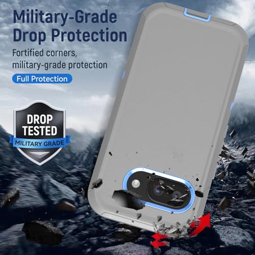 Coque Pixel 9A抗震防摔保护壳 pivotante avec support holster gris bleu - 3