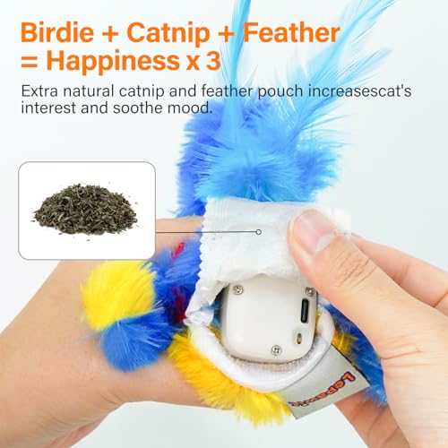 Jouet interactif pour chat oiseau battant électrique rechargeable avec herbe à chat - 7