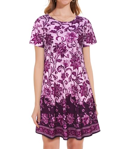 Image of JOLIGAL Summer Dresses for Women Casual Short Sleeve Sundress Scoop Neck Beach T Shirt Dress with Pockets 2026