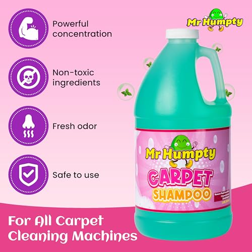 Mr Humpty Carpet Shampoo Concentrate - Powerful Carpet Cleaning Concentrate, Cleans And Refreshes Heavily Soiled Carpet, Commercial Grade, 1 Year Supply 1.89L (64oz)
