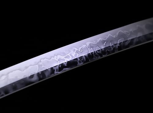 Miniatura 6 de Espada Katana forjada a mano de arcilla real templada L6 acero Hitatsura Hamon () Espada Samurai de espiga completa