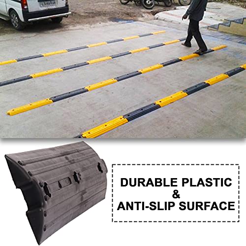Image of LADWA 16 Piece, 8 Mtrs Plastic Rumblers Safety Speed Breaker in Black & Yellow Color for High Visibility - (8 Yellow & 8 Black)