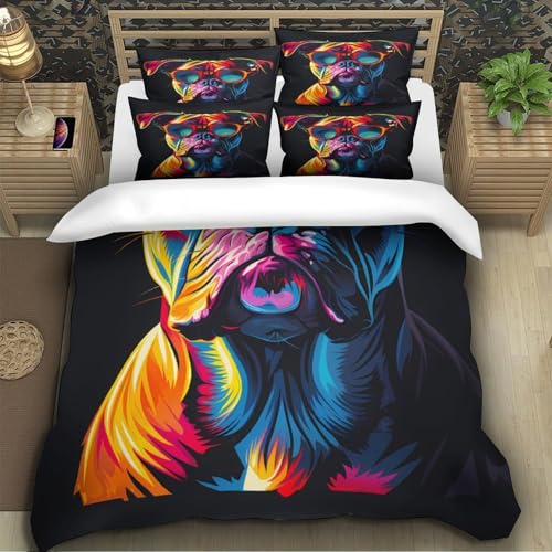 Parure de lit chien 3D 140x200 microfbre housse de couette single