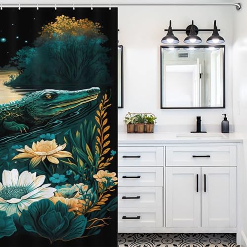 Rideau de douche lavable en machine crocodile contre les moisissures - 5