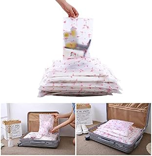 Vankra 10 PCS Travel Waterproof Pouches,Flamingo Transparent Frosted Plastic Zip-lock Seal Storage Bags for Clothes Shoes (Number 2)