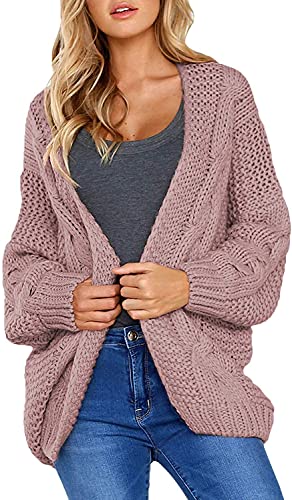 Dokotoo Damen Grobstrick Strickjacke Herbst Winter Cardigan Patchwork...
