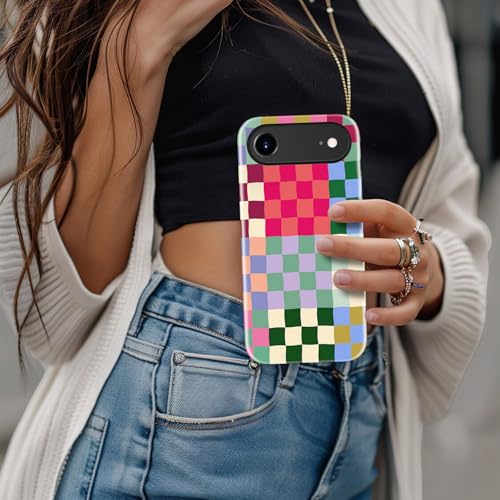 Image of Goodon for iPhone Air Case Cute - Wireless Charging Compatible - Dual-Layer Hard Shell + Silicone Cover - Protective Phone Case with Trendy Designs for Women - Patchwork Checkerboard