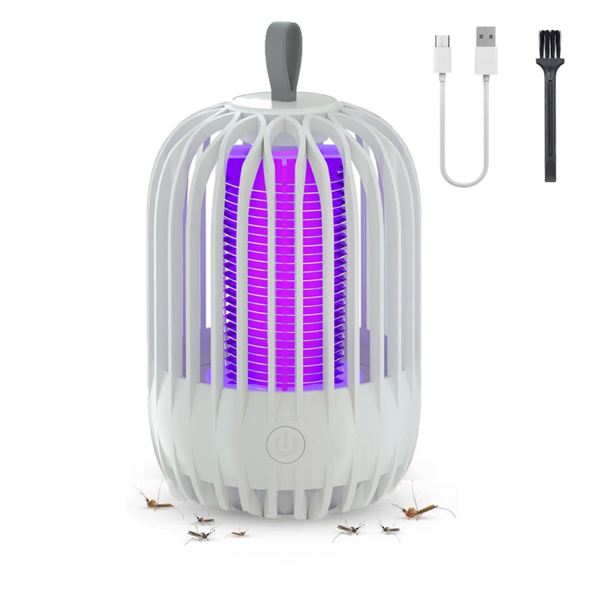 Fly Zapper, 2 in 1 Flys Trap Bug Zapper, Electric Mosquito and Flies Killer Trap Lamp with UV Light and Lighting, USB Rechargeable Portable 360° Attract Zap Flying Insect for Indoor Outdoor (White)
