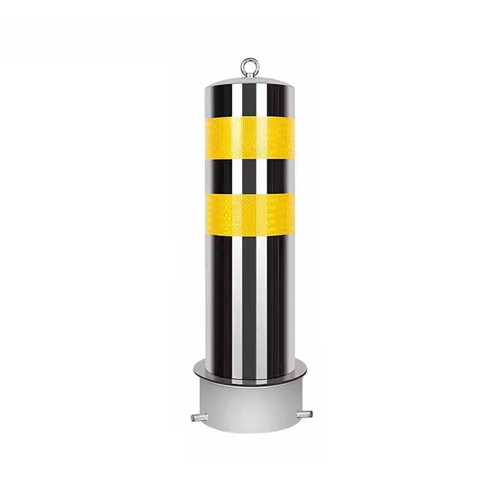 Aioneer Removable Yellow Steel Safety Bollard Post With Reflective Stripes - Perfect For Driveways, Parking Lots & Protecting Sensitive Areas