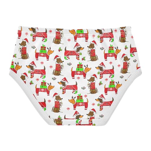 Little Girls' Soft Cotton Underwear Kids Breathable Comfort Christmas Dachshund Panties Briefs Toddler Undies2