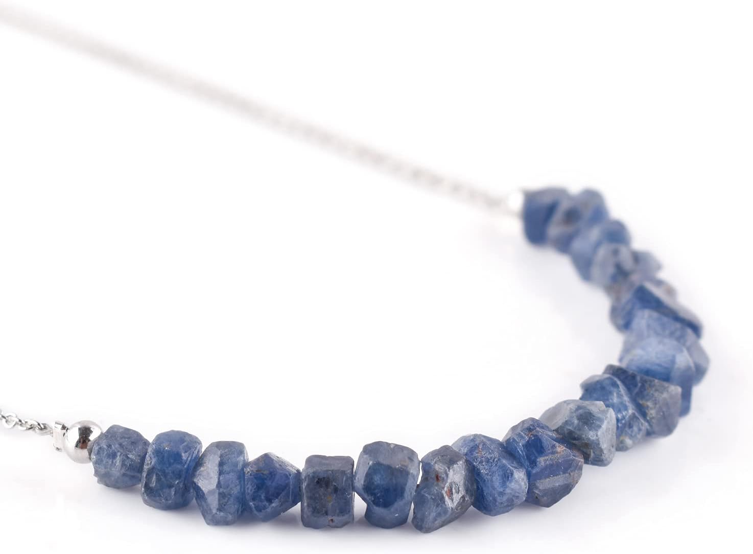 Mother's Day Gifts For Women Blue Sapphire Necklace for Her Birthstone, Natural Gemstone Rough, Dainty Handmade Jewelry, Chakra Energy Healing Crystals, 925 Sterling Silver Chain 18 inch