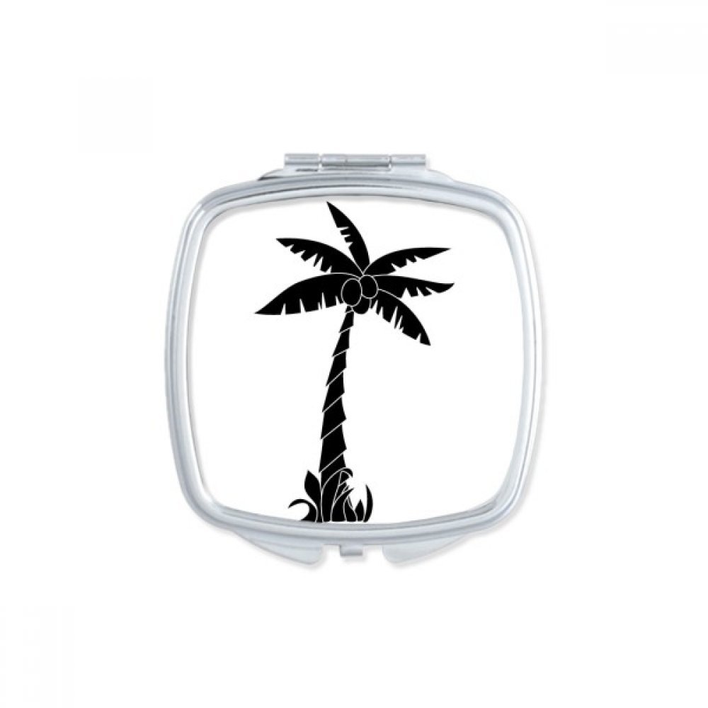 Miroir carré de poche Plante Noir Coconut Tree Silhouette