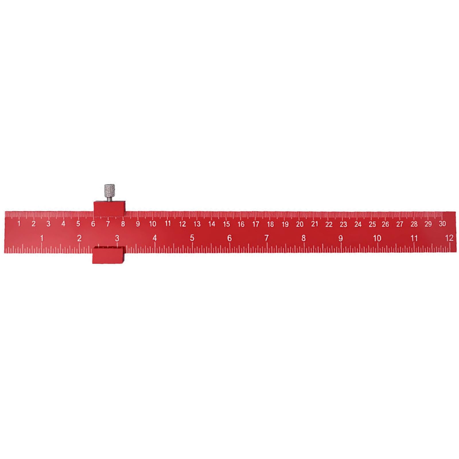 Jiingekk Red Position Ruler 12Inch Measuring Tool For Enthusiasts Featuring Lightweight Design And Double Metric Imperials Scale Accurate Ruler