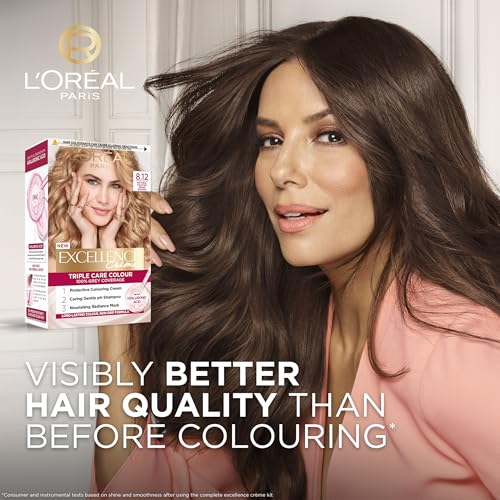 L'Oréal Paris Excellence Crème Permanent Hair Dye, Radiant At-Home Hair Colour with up to 100% Grey Coverage, Pro-Keratin, Up to 8 Weeks of Colour, 8.12 Natural Frosted Beige Blonde - Image 4