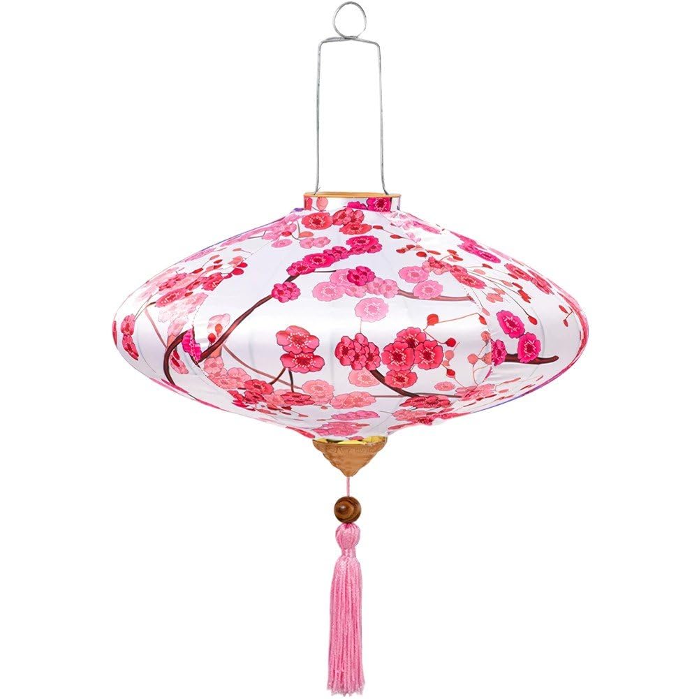 Fituenly Oval Silk Lanterns Oriental Chinese Japanese Hanging Lanterns Waterproof for Outdoor Party Wedding Garden Home Decoration