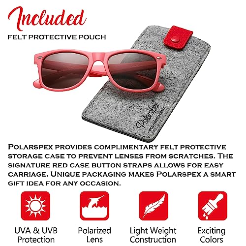Image of PolarSpex Polarized Sunglasses for Men and Women | UV Protection, Durable Lightweight Frame, Retro Style, Felt Carrying Case, Clear Vision for Driving, Fishing & Everyday Wear.