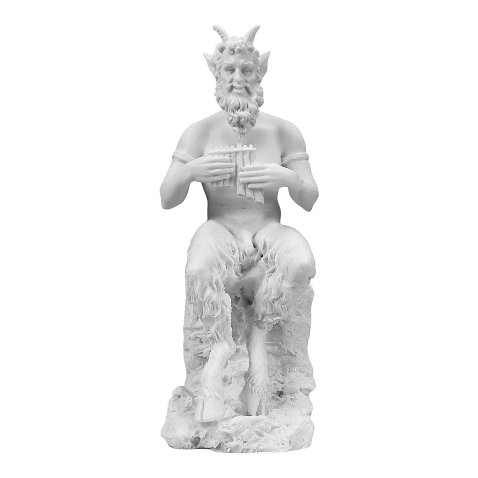 Pan Griechischer Gott Satyr Figur spielt Flöte - handgefertigte griechische Mythologie Statue - gegossene Marmorskulptur