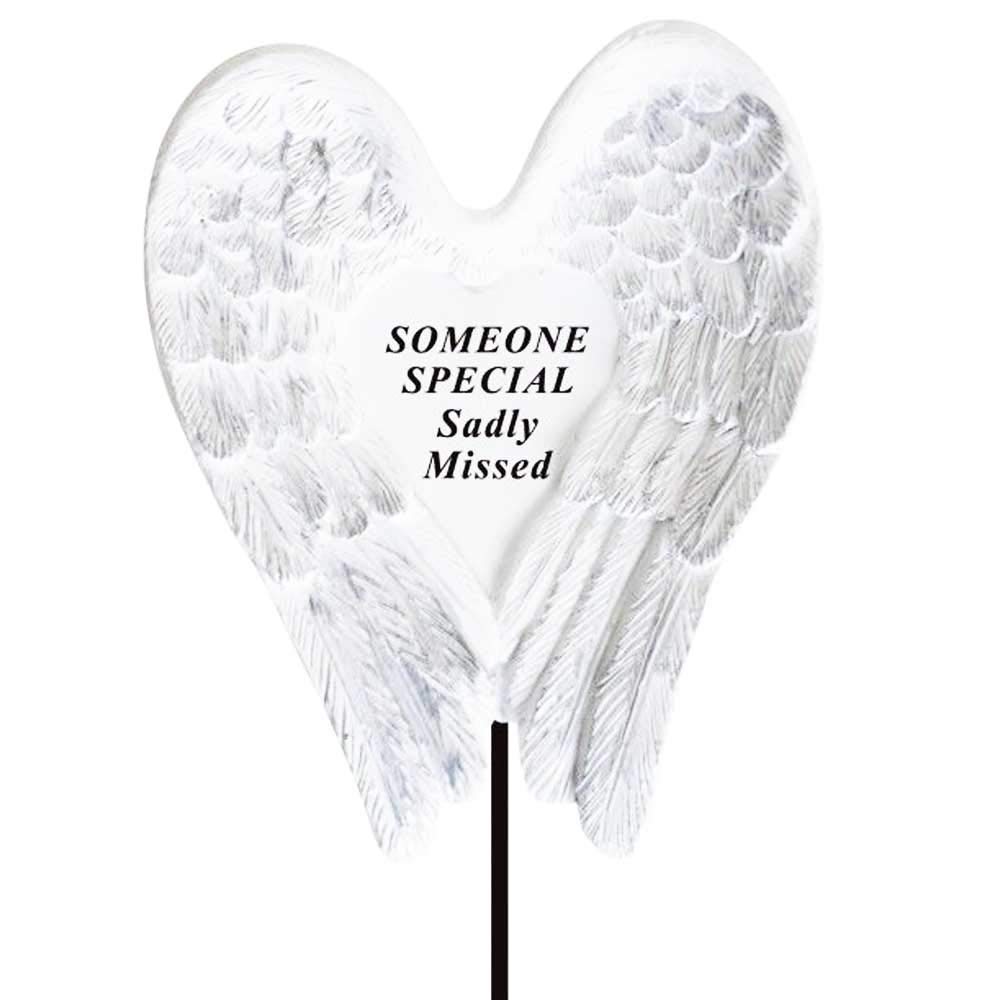 Angraves Sadly Missed Someone Special Angel Wings Memorial Tribute Stick Graveside Plaque
