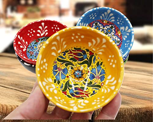 Silver Craft 6 Pcs Hand Painted Decorative Serving Turkish Tiny Bowls - Handmade Ceramic Bowl Set Of (3.3''Inc/8.5Cm) 2.5 Oz Pinch Multicolor Small Best Gift Set thumb #8