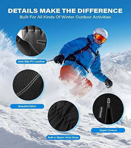 Emitglam Winter Gloves Men & Women Made With 3M Premium Insulation, Waterproof Snow Ski Gloves With 10 Touchscreen Fingers & 5-Layer Fabric, Windproof Thermal Warm Gloves For Cold Weather #TOP4