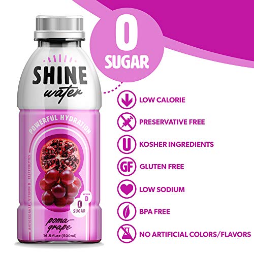 Powerful Hydration Water, Flavored Drink with Vitamin D, Antioxidant Beverage, Zero Sugar, Pack of 12 Bottles, 500mL Each - ShineWater (Poma-Grape) - Thumbnail 6