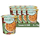 Pasta Nostra Instant Pasta Pots, Authentic Italian Spicy Arrabbiata Fusilli Pasta, Convenient & Quick Meal Solution, Pack of 8 x 70g Servings, Made in Italy, Ready to Eat in Just 5 Minutes