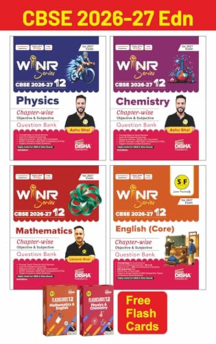 Image of Combo (4 Books) WINR Series CBSE 2026-27 Class 12 Physics, Chemistry, Mathematics & English Core Chapter-wise Objective & Subjective Question Bank with FREE Flash Cards | For 2027 Exam | Fully Solved