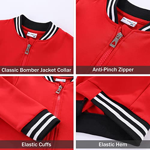Image of LittleSpring Boys Girls Varsity Baseball Jacket Zip Up Bomber Jacket Thin 2-10Years