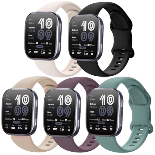 ZOCOVIN Silicone Watch Bands for Amazfit Bip 6/ Bip 5/GTR 4/GTR 3 Pro/GTR 3/GTR 2/2e/GTR 47mm Soft Sport 22mm Waterproof Replacement Wristband Strap for Amazfit Balance/Cheetah