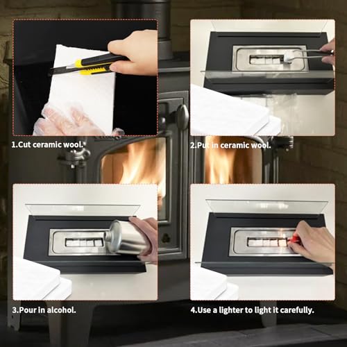 TXXATX 4 Stück Keramikwolle für Bioethanol 300x100x25mm Glaswolle Keramik Wolle Keramische Wolle Kamin Keramikschwamm Ethanol Ceramic Wool für Indoor Gel Tischkamin Bio Ethanol Kaminofen