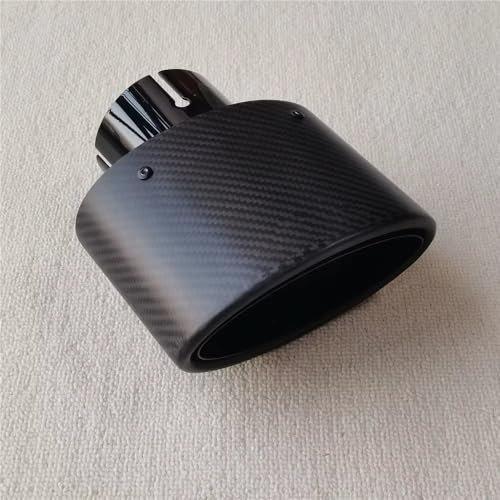 Cola de escape ovalada de fibra de carbono mate y acero negro para coche