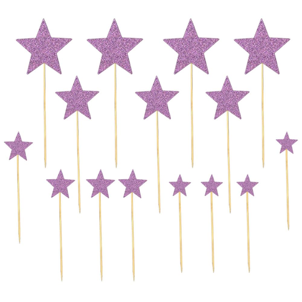 35 PCS Little Star Cupcake Toppers Glitter Twinkle Star Cupcake Picks Stars Party Decorations for Wedding Engagement Baby Shower Birthday Party Cake Decorations Supplies Mixed Size Light Purple