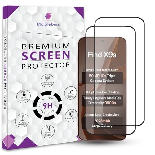 Image of Premium Tempered Glass Screen Protector Guard For Oppo Find X9s 5G (6.59 Inch, Pack of 2) | Edge to Edge Coverage With Easy to installation kit