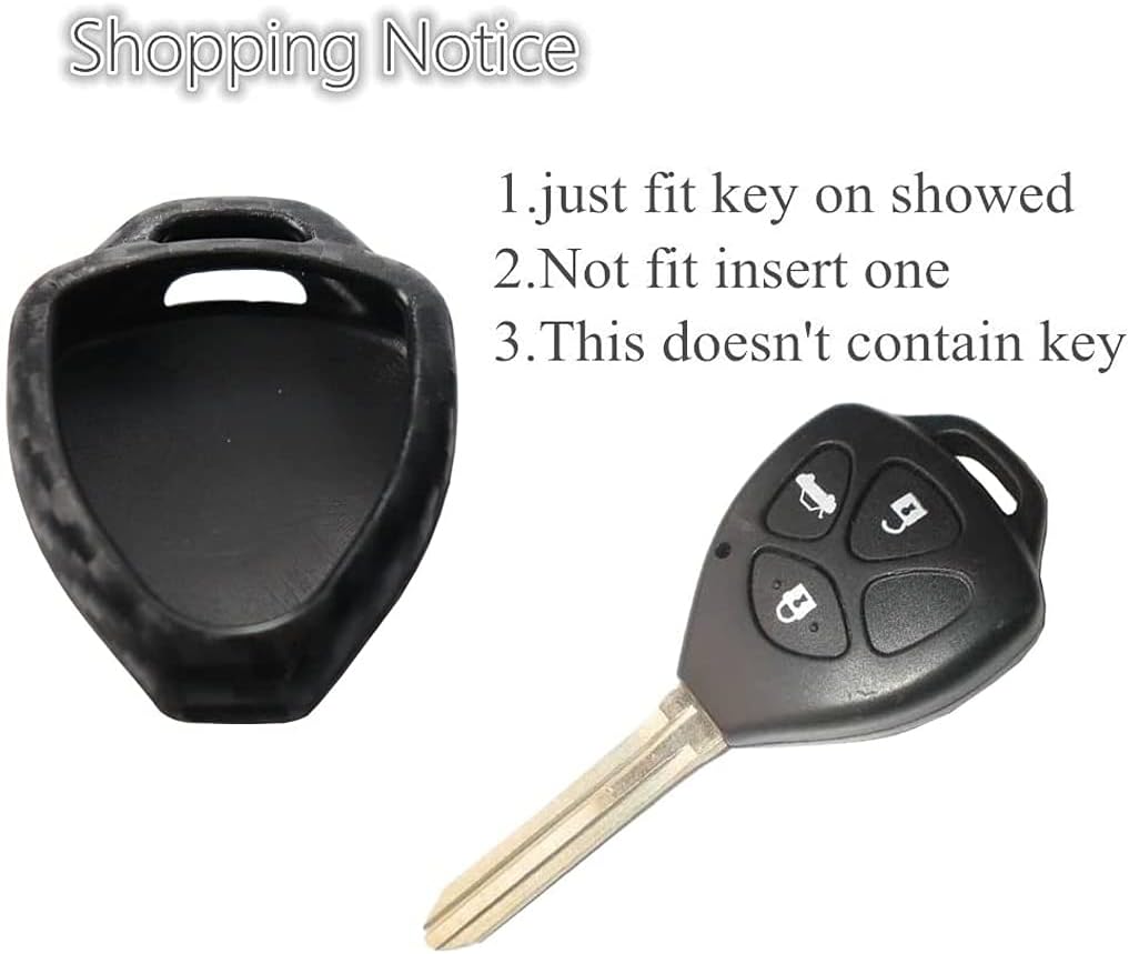 2Pack Silicone Carbon Fiber Pattern car Key case Cover Keychain for Smart Toyota Camry Highlander Prado Crown Land Cruiser Prius Vitz Accessories fob Shell Key Bag