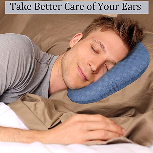 Image of Ear Piercing Pillow for Side Sleepers, Pillow with an Ear Hole for CNH and Ear Pain Ear Inflammation Pressure Sores, O-Shaped Side Sleeping Pillow, Ear Guard Pillow (Blue)