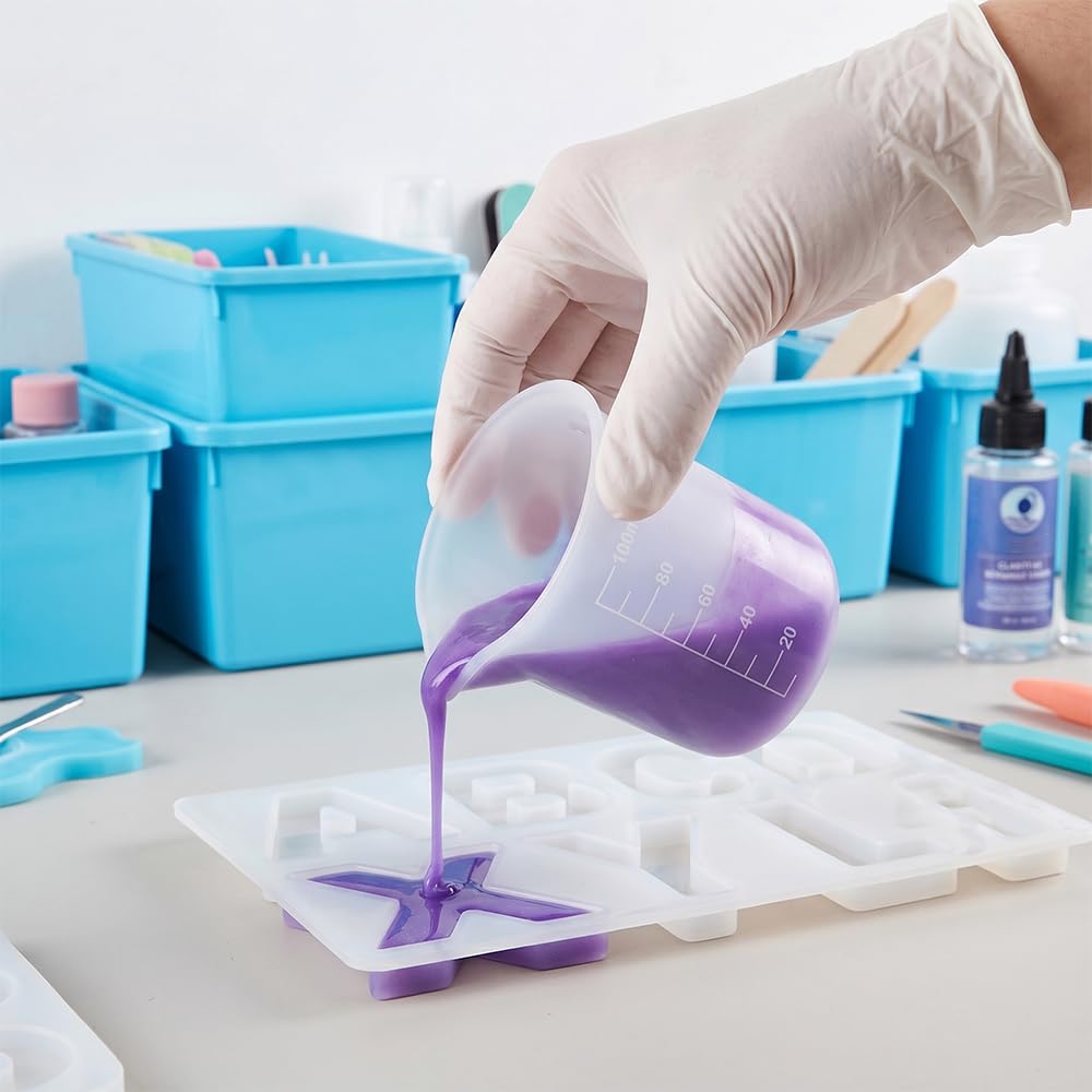 Silikonowe kubki z miarką, 100 ml, 9 sztuk | Żywica epoksydowa, Ze skalą Clear, DIY i majsterkowanie, Laboratorium i kuchnia