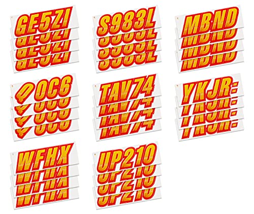 Image of STIFFIE Techtron Yellow /Red 3 inch Boat & PWC Registration Decals • Numbers Letters Stickers