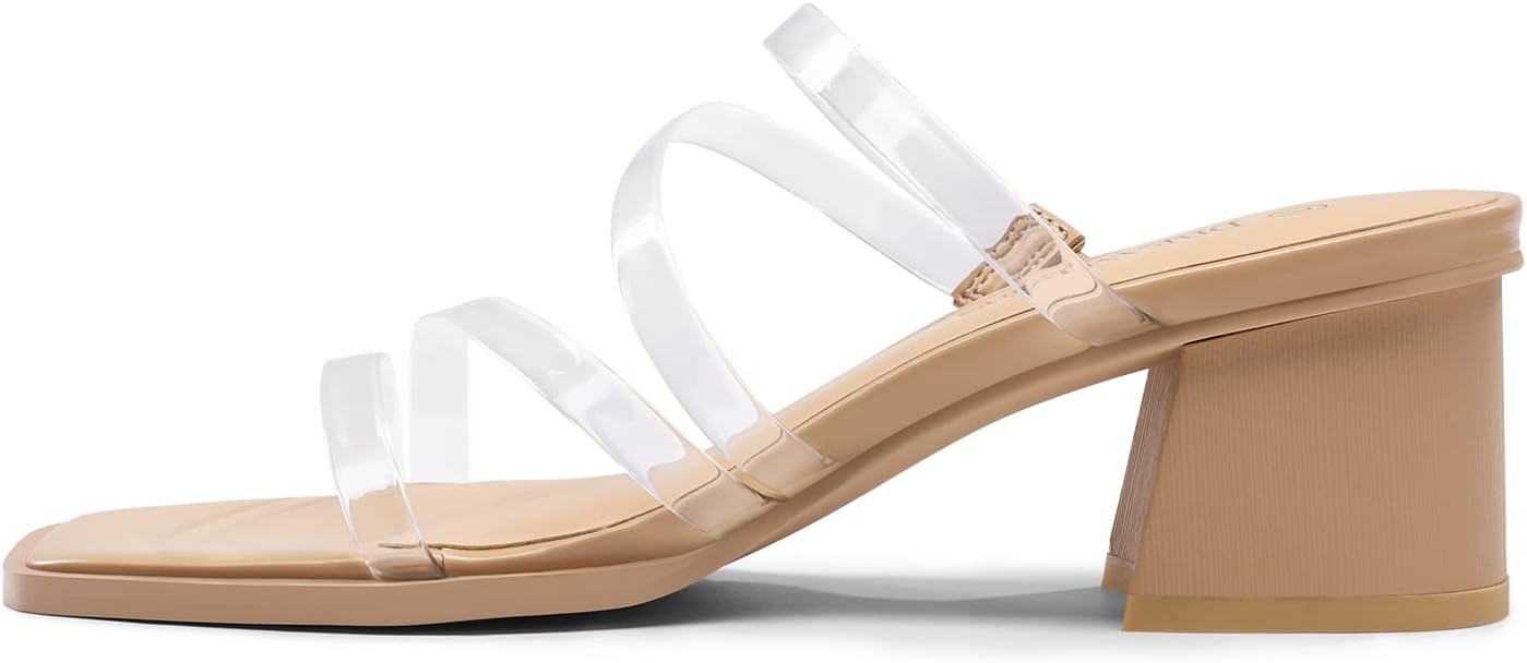 DREAM PAIRS Women's Strappy Heels Block Open Toe Low Heel Chunky Mules Sandals Dress Shoes - Image 2