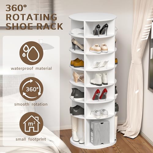 Image of Leavader 7-Tier Round Rotating Shoe Rack, 72 inch Tall Spinning Shoe Rack Tower, Lazy Susan Shoe Organizer for Entryway, Cloakroom, Fits 28 Pairs of Shoes
