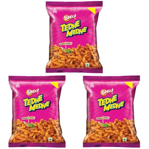 Image of ITC Bingo! Tedhe Medhe Masala Tadka - Sticks with Indian Masala Flavour - 80g /75g(Weight May Vary) (Pack of 3)