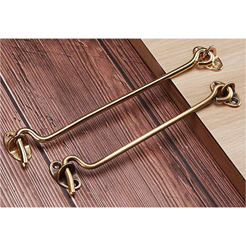 4Pcs Brass Hook and Eye Latch Lock, Window Brace Heavy Duty Cabin Hook and Eye Lock for Door Swivel Shed Catch - Image 2